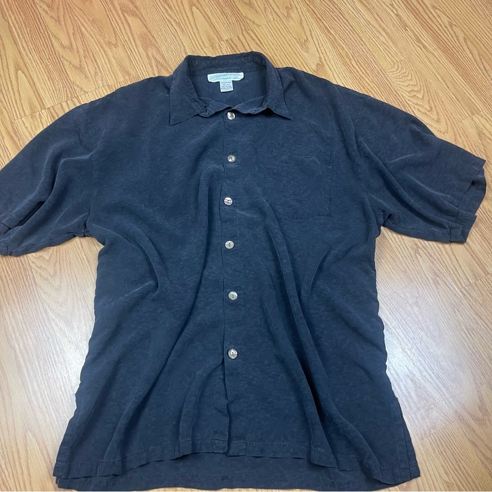 Casual Charcoal Button-Down Shirt for Men
